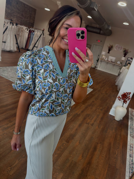 Olive Bloom Top