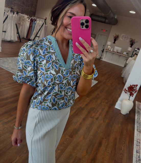 Olive Bloom Top
