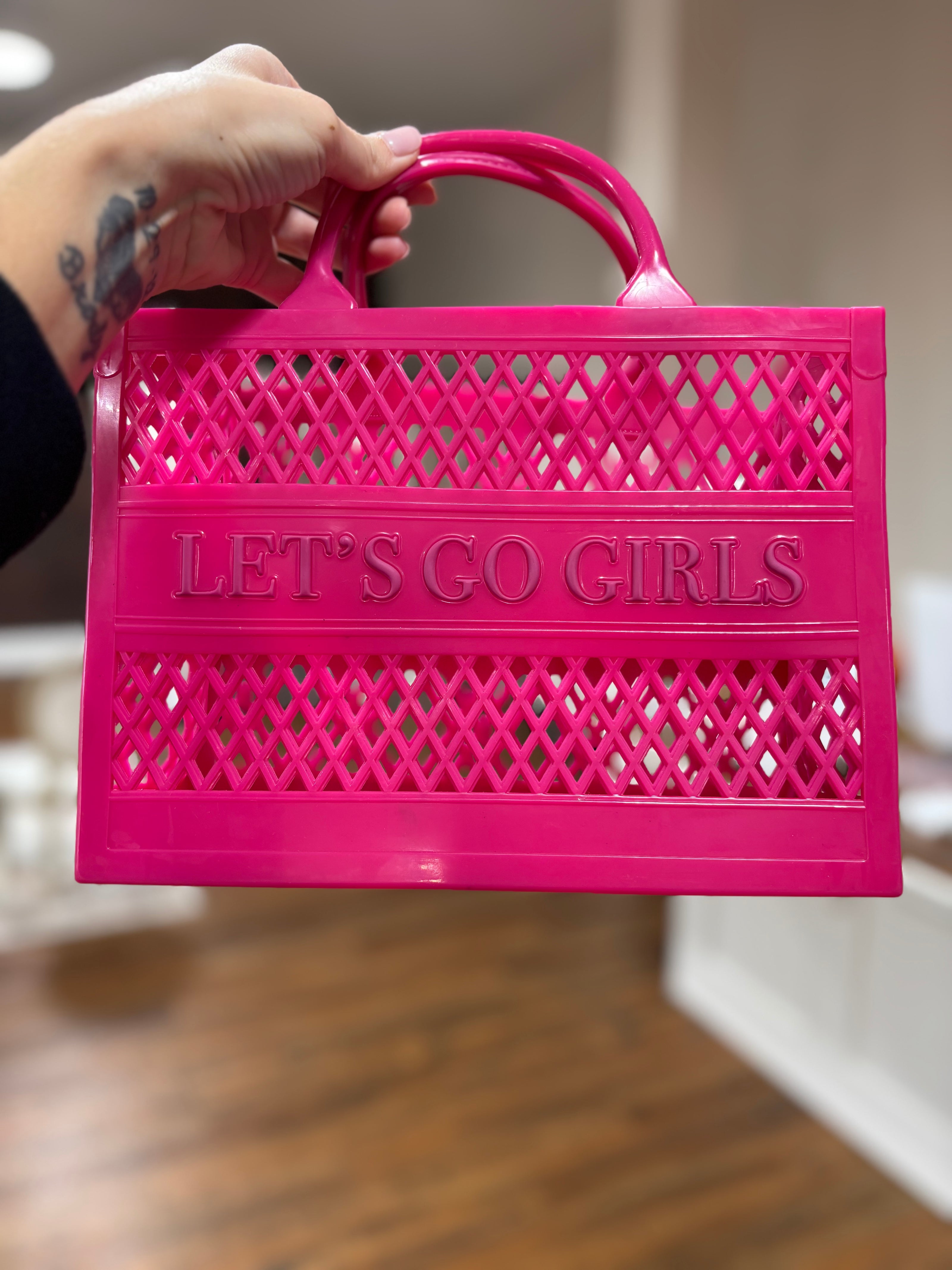 Let’s go girls rubber tote