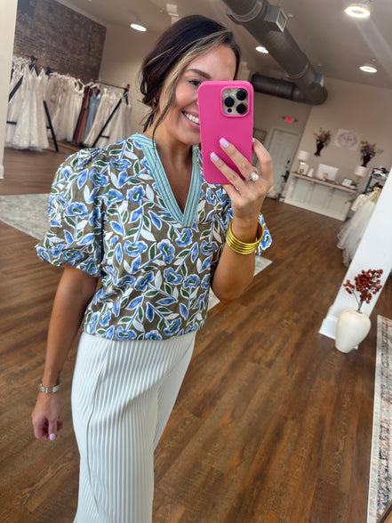 Olive Bloom Top
