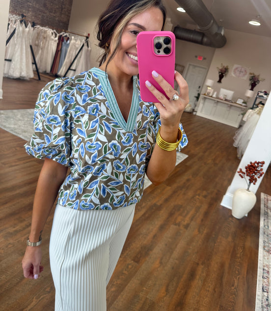 Olive Bloom Top