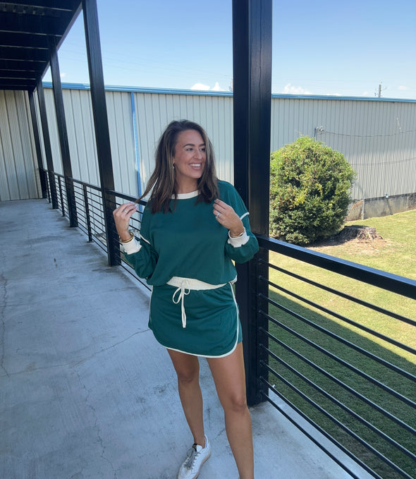 Loose Pullover Skort Set