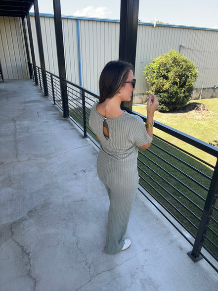 Wide Leg Ribbed Jumpsuit